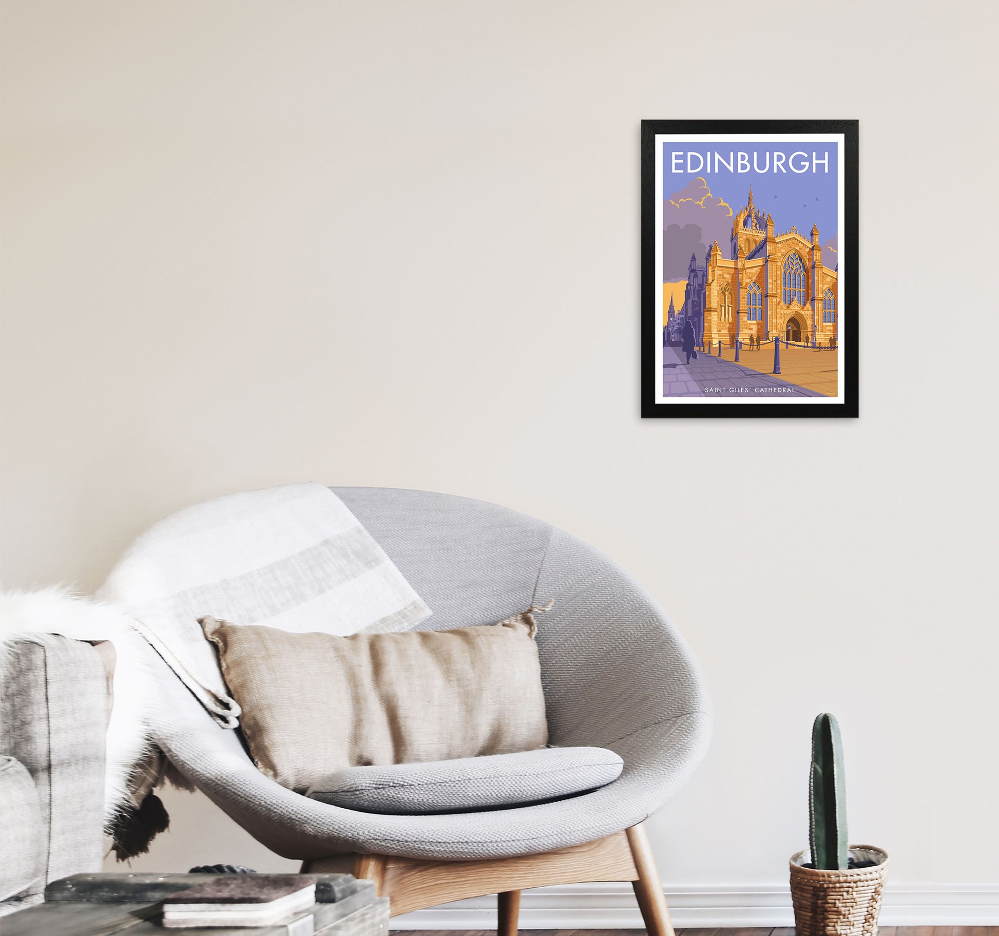 Edinburgh by Stephen Millership A3 White Frame