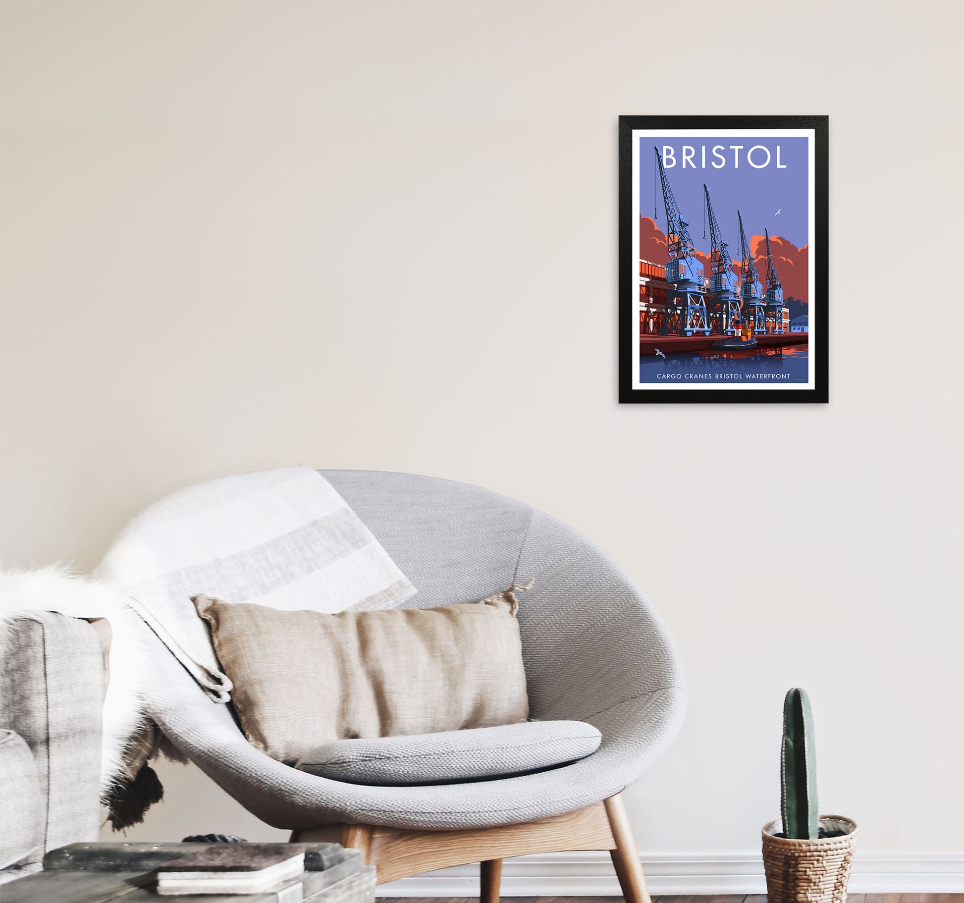 Bristol Waterfront Art Print by Stephen Millership A3 White Frame