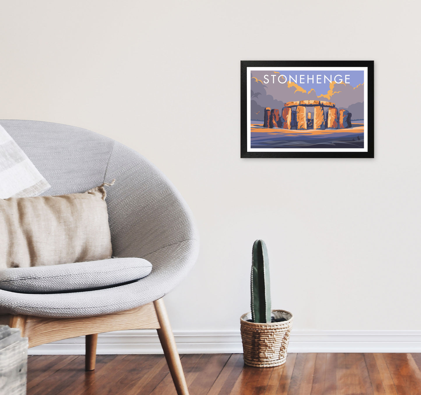 Stonehenge by Stephen Millership A3 White Frame