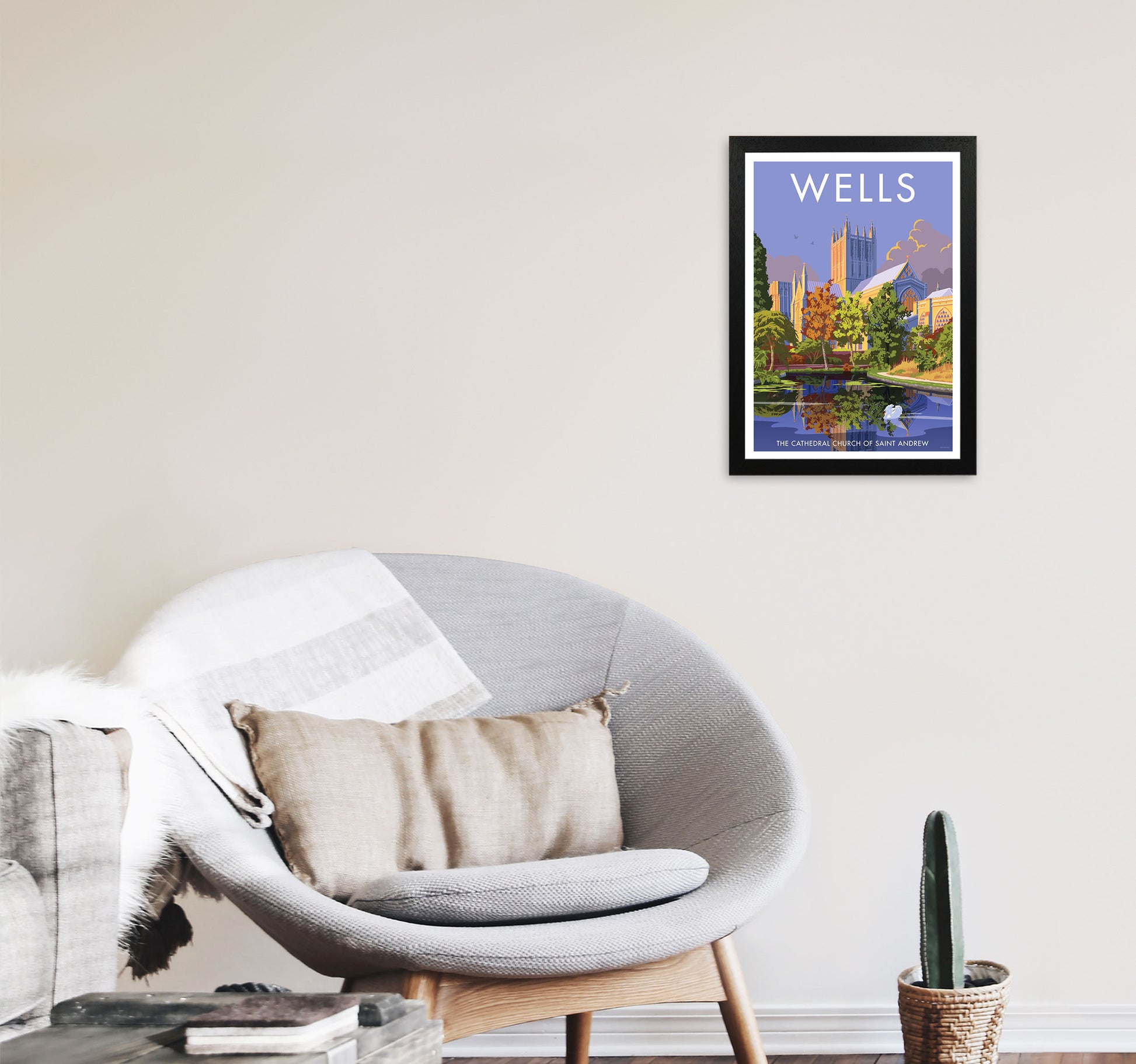 Wells Art Print by Stephen Millership A3 White Frame