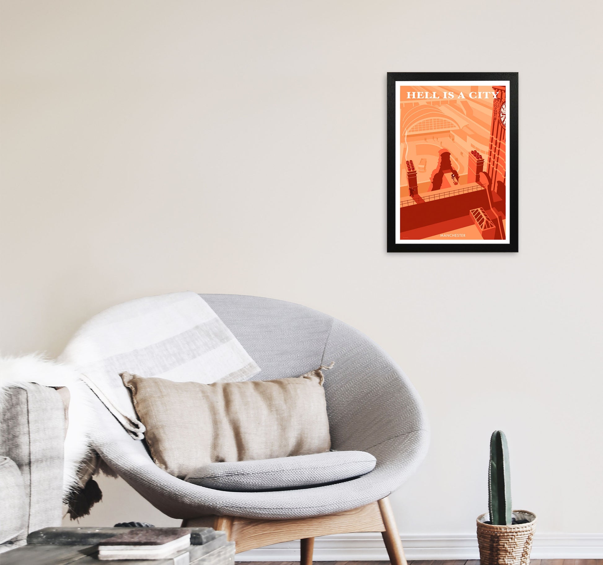 Manchester Art Print by Stephen Millership A3 White Frame