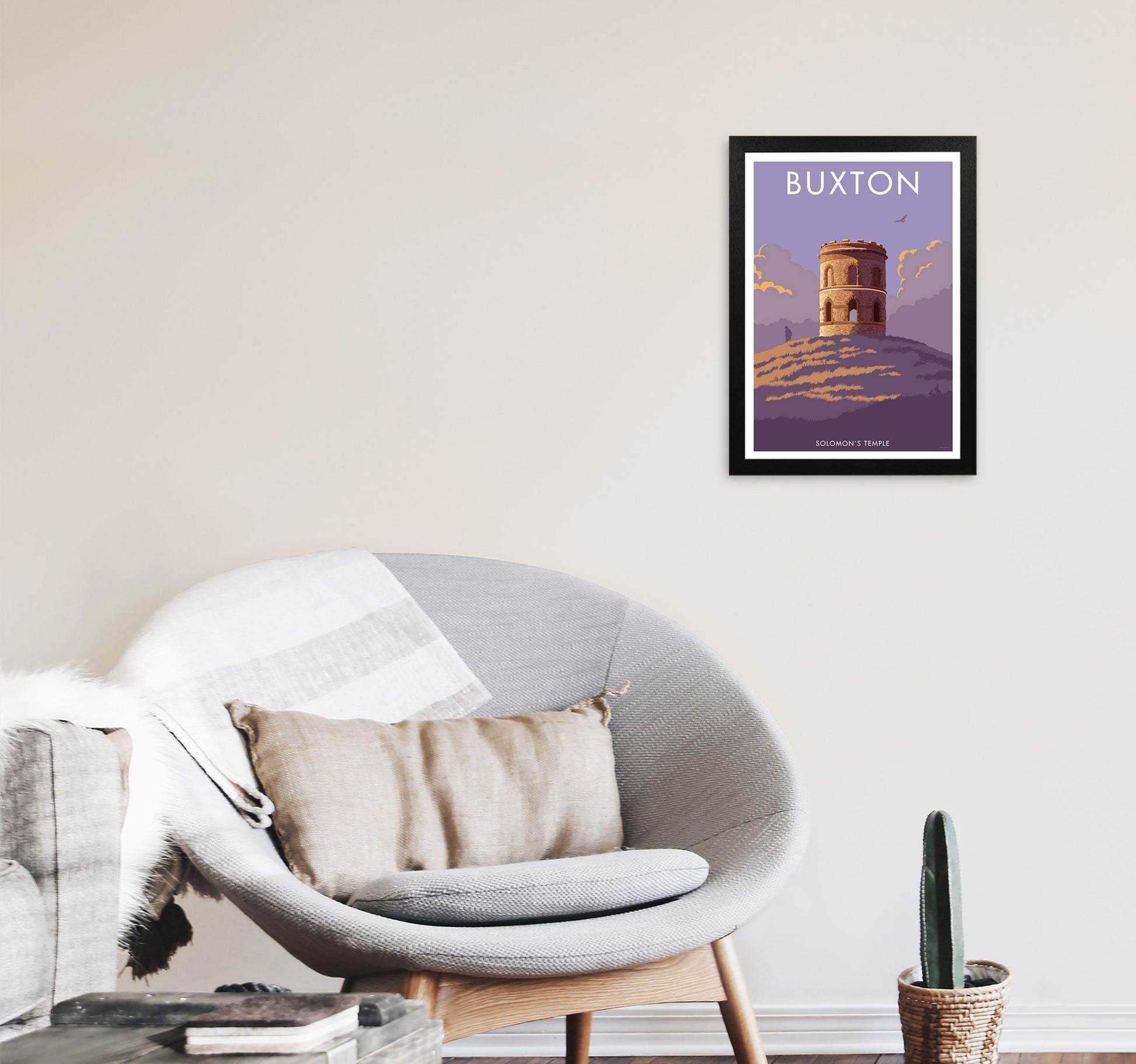 Buxton Solomon's Temple Derbyshire Travel Art Print by Stephen Millership A3 White Frame