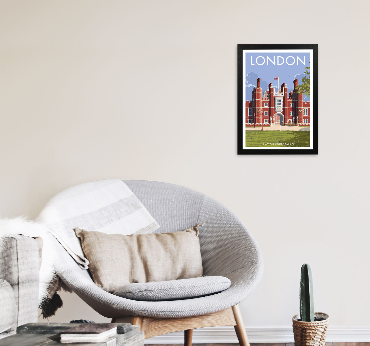 Hampton Court London Travel Art Print by Stephen Millership A3 White Frame