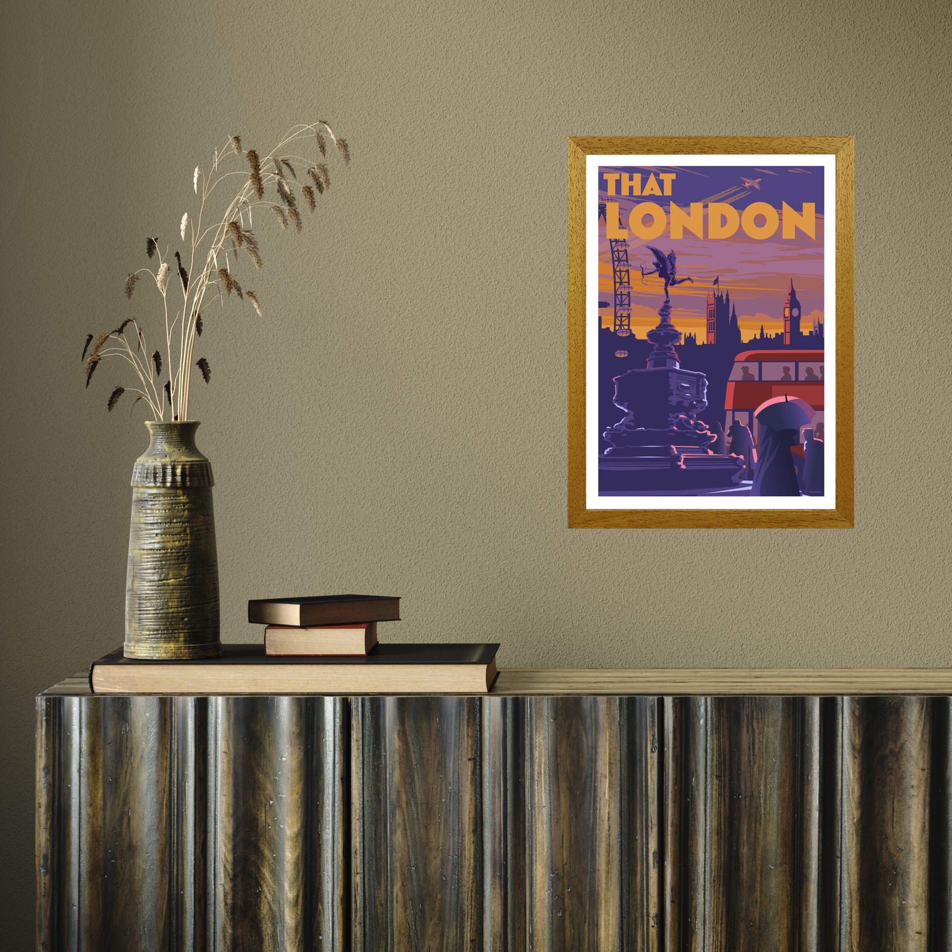 THAT LONDON 2 A3 by Stephen Millership A3 Oak Frame