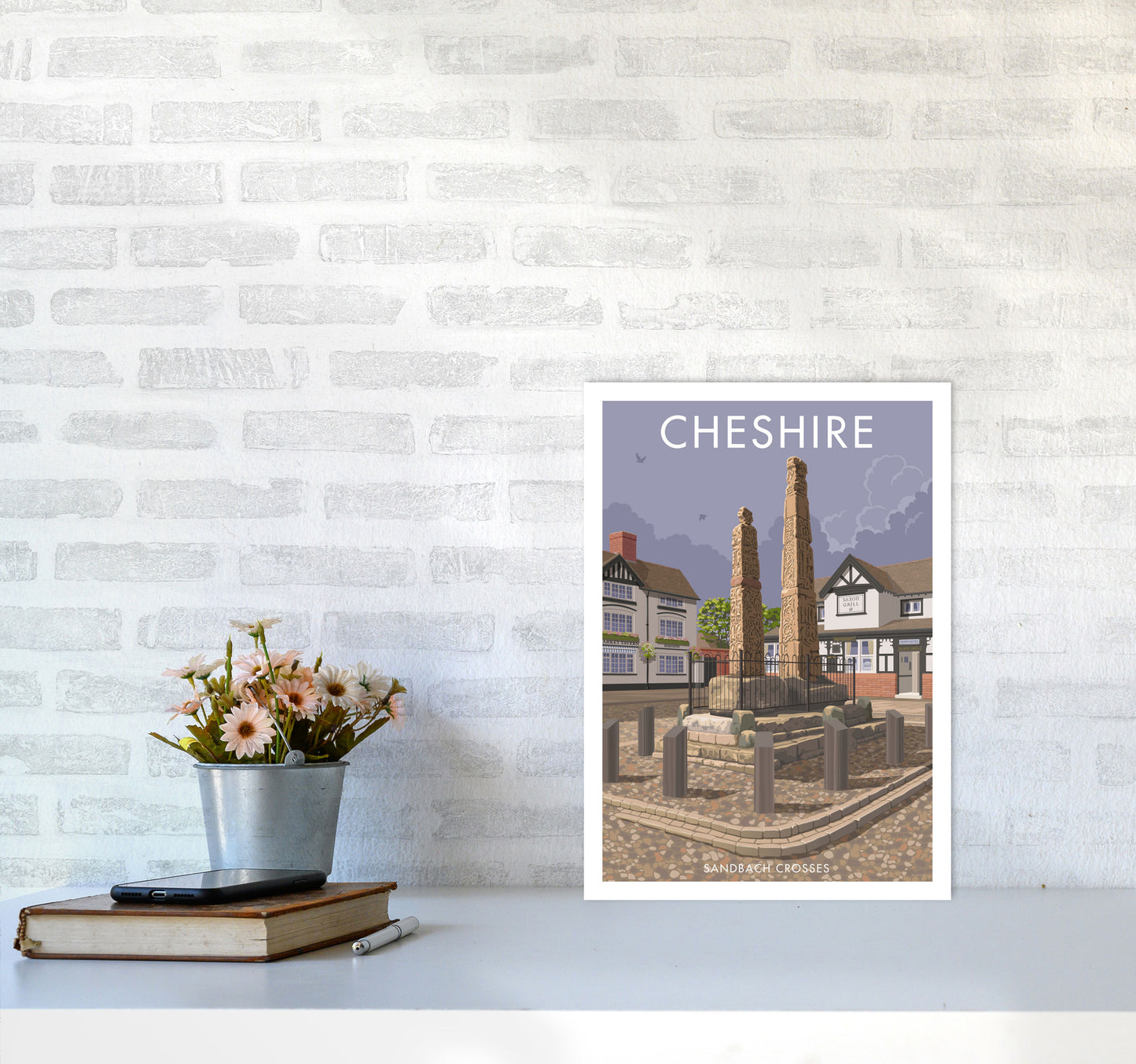 Cheshire Sandbach Travel Art Print by Stephen Millership A3 Black Frame