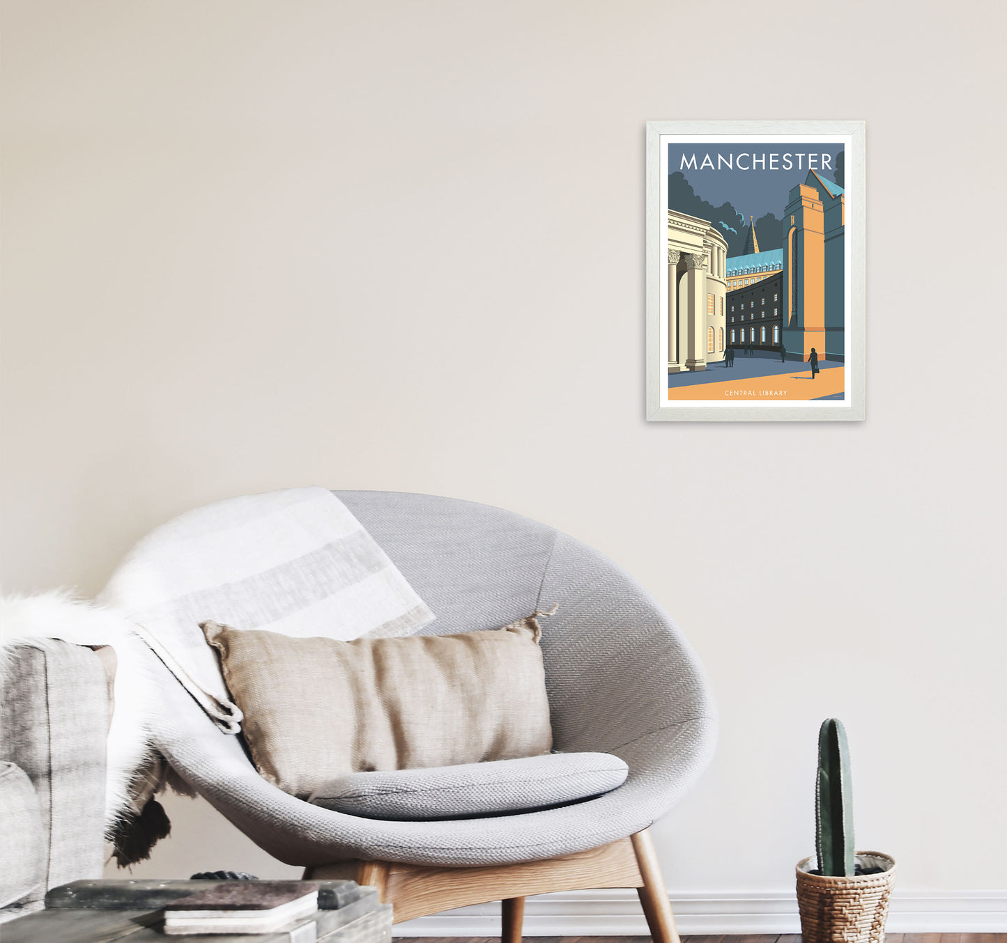 Manchester by Stephen Millership A3 Oak Frame