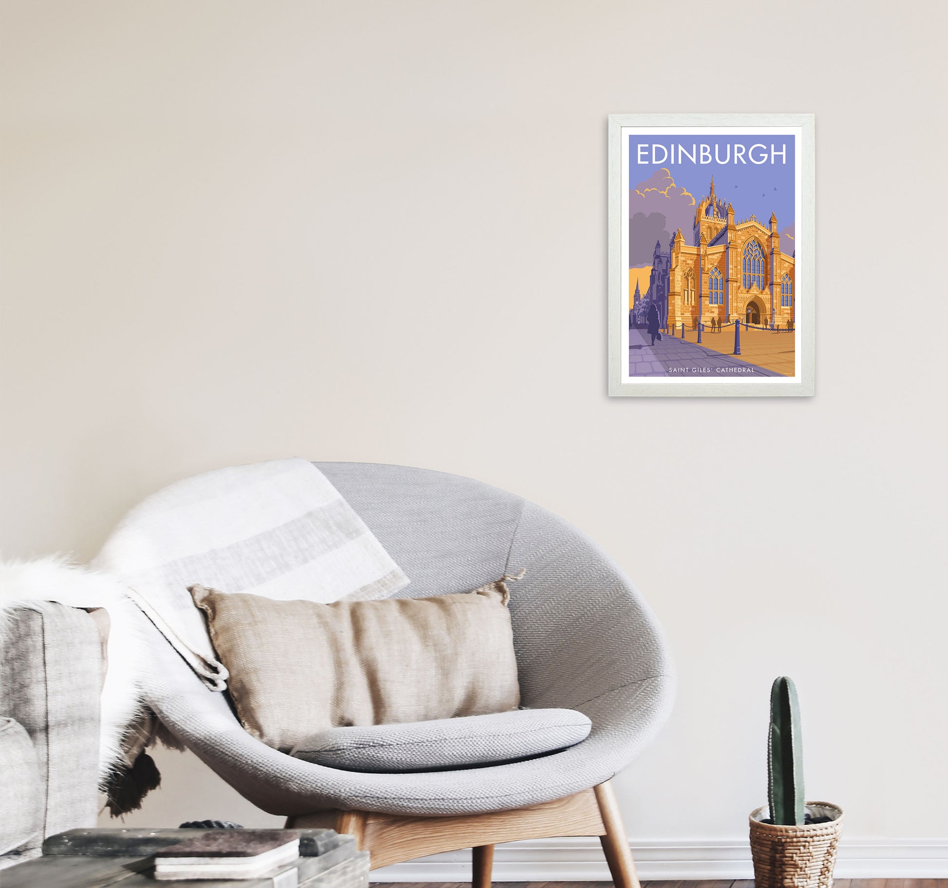 Edinburgh by Stephen Millership A3 Oak Frame