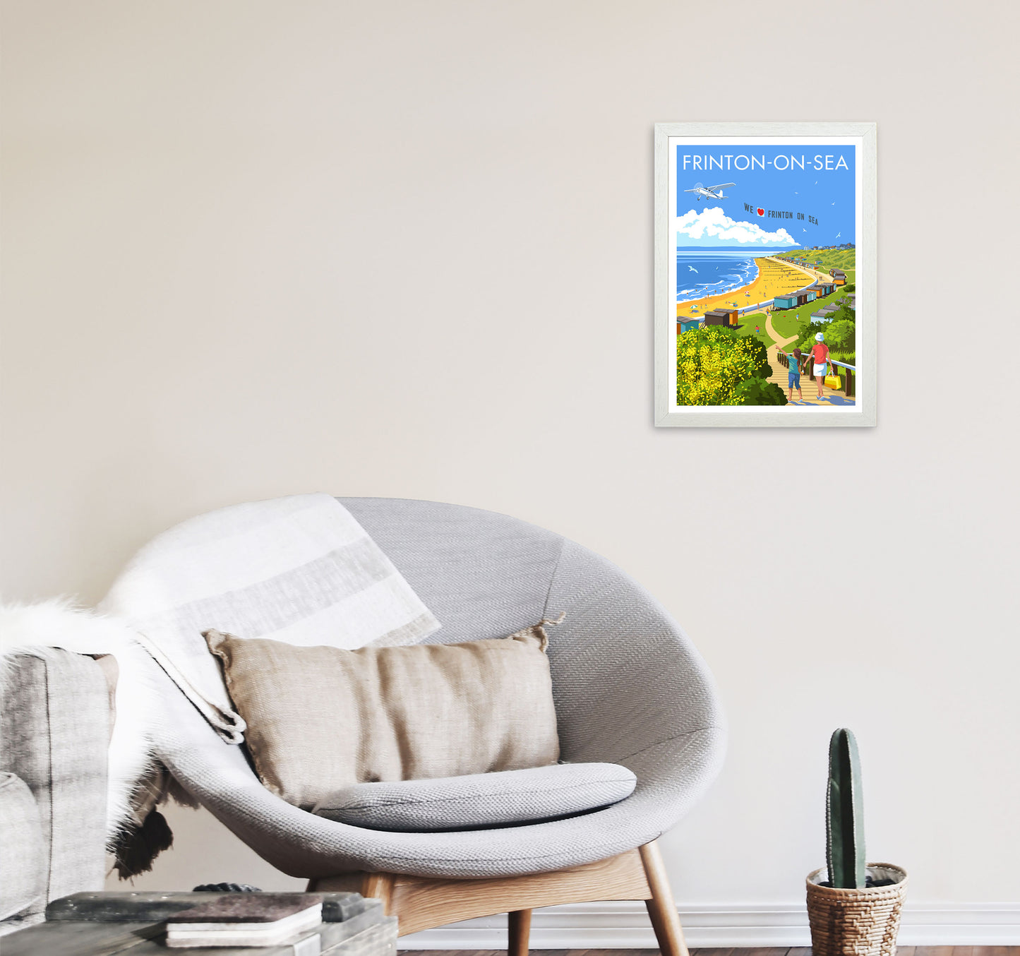 Frinton-On-Sea by Stephen Millership A3 Oak Frame