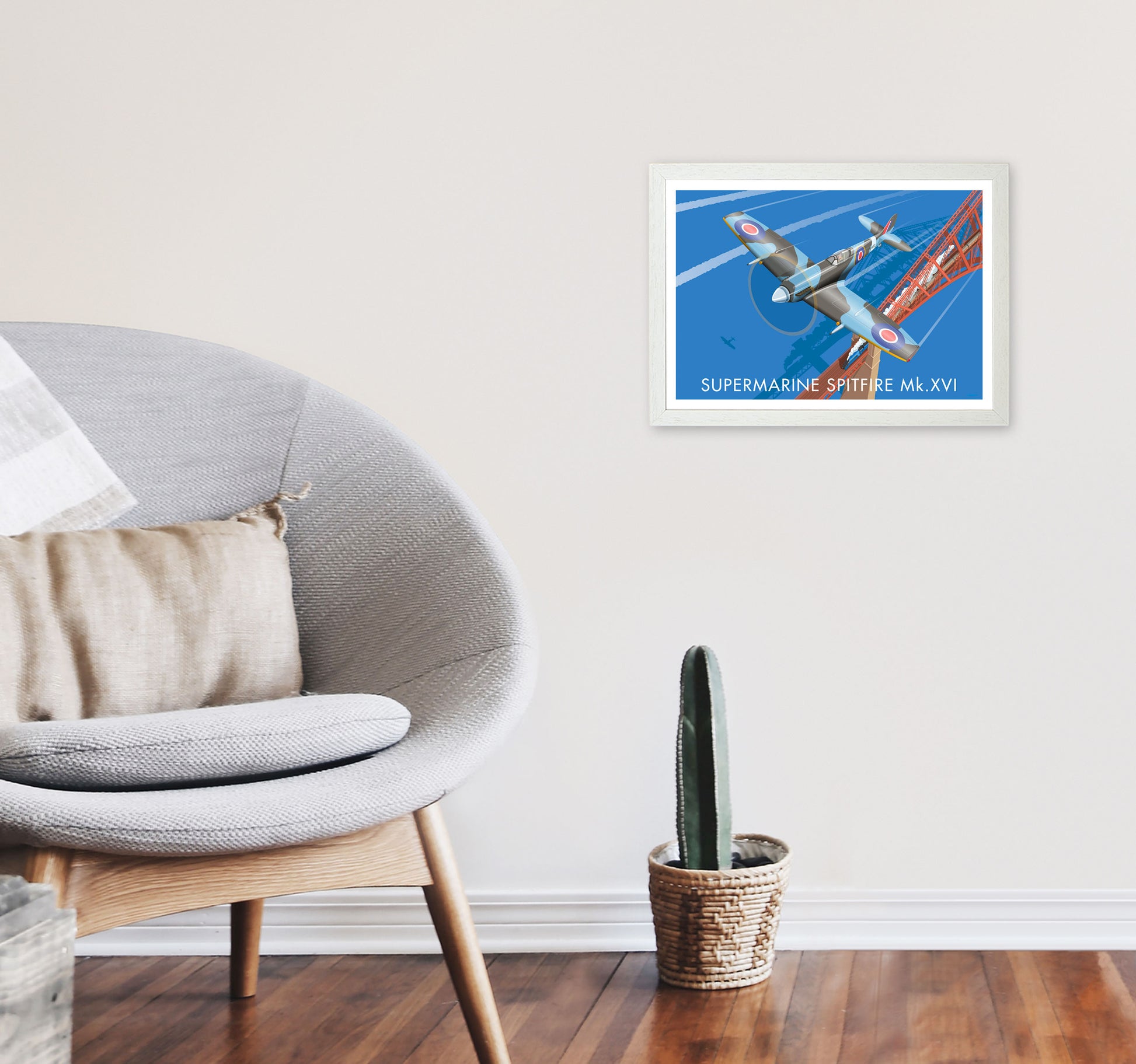 Spitfire XVI by Stephen Millership A3 Oak Frame