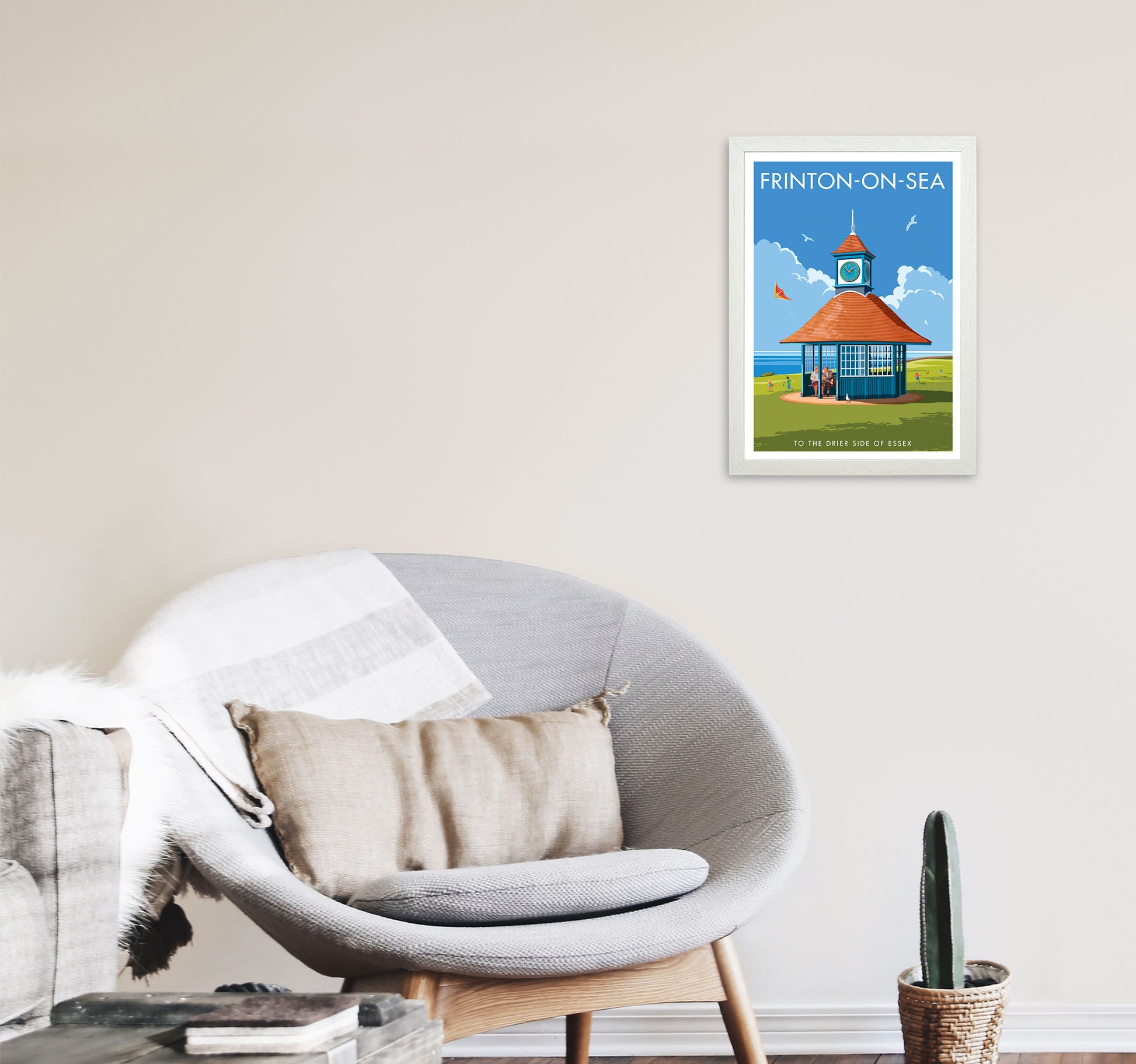 Frinton-On-Sea Art Print by Stephen Millership A3 Oak Frame