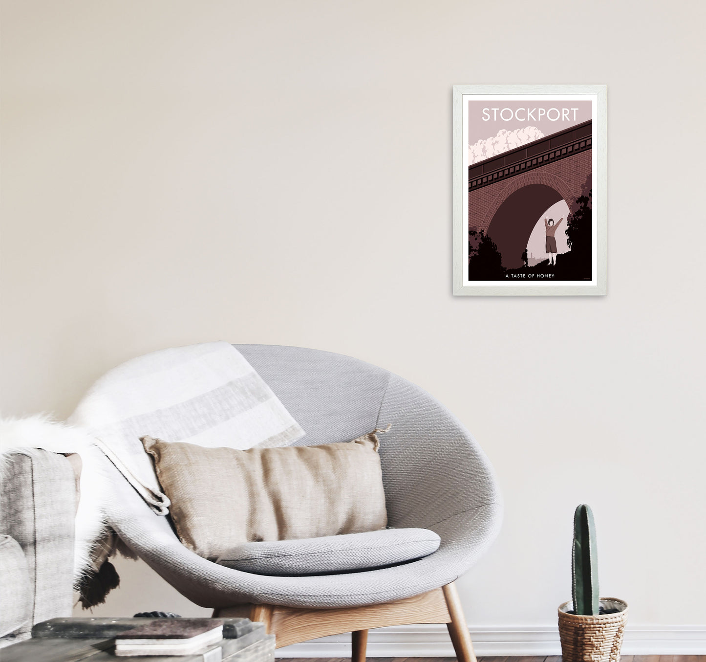 Stockport Art Print by Stephen Millership A3 Oak Frame