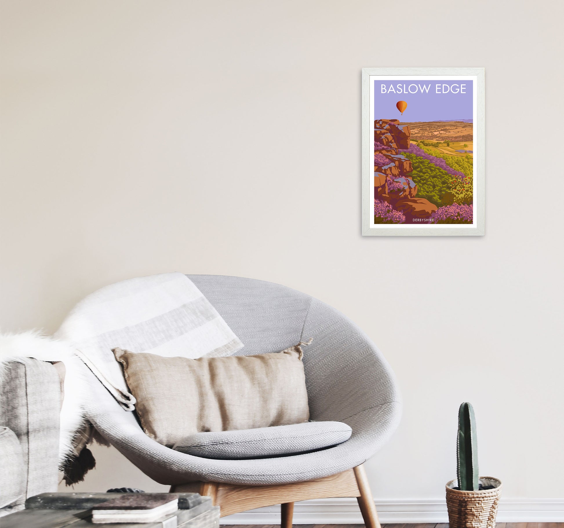 Baslow Edge Derbyshire Travel Art Print by Stephen Millership A3 Oak Frame