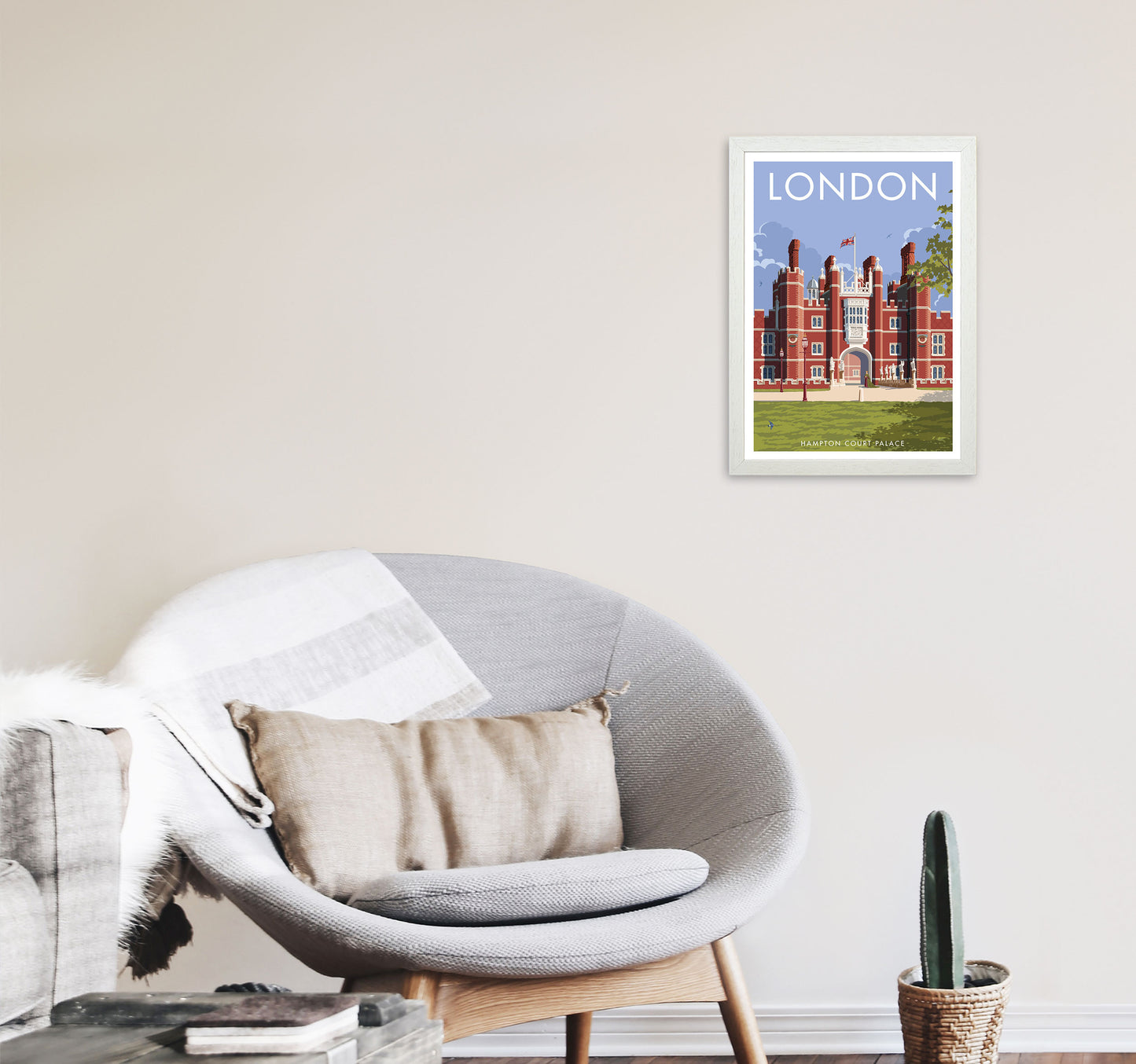 Hampton Court London Travel Art Print by Stephen Millership A3 Oak Frame