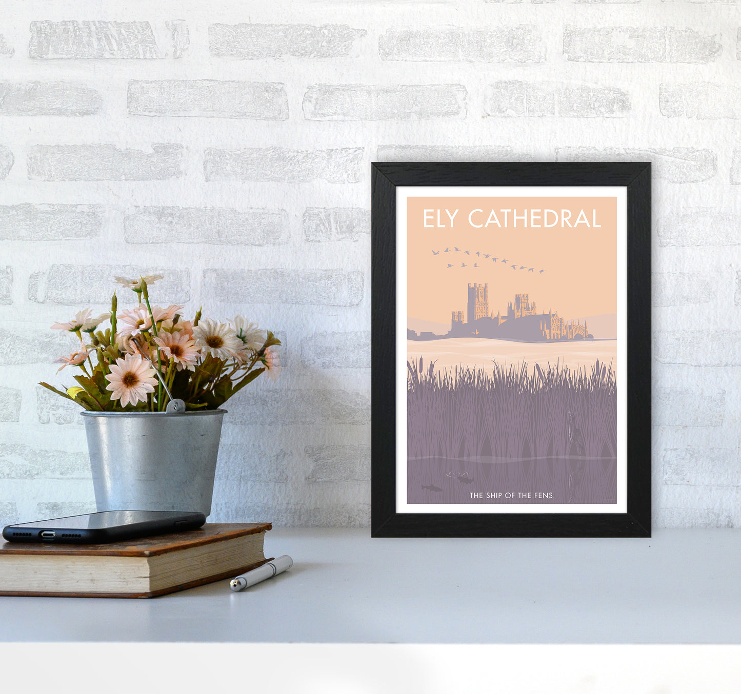 Ely Travel Art Print By Stephen Millership A4 White Frame