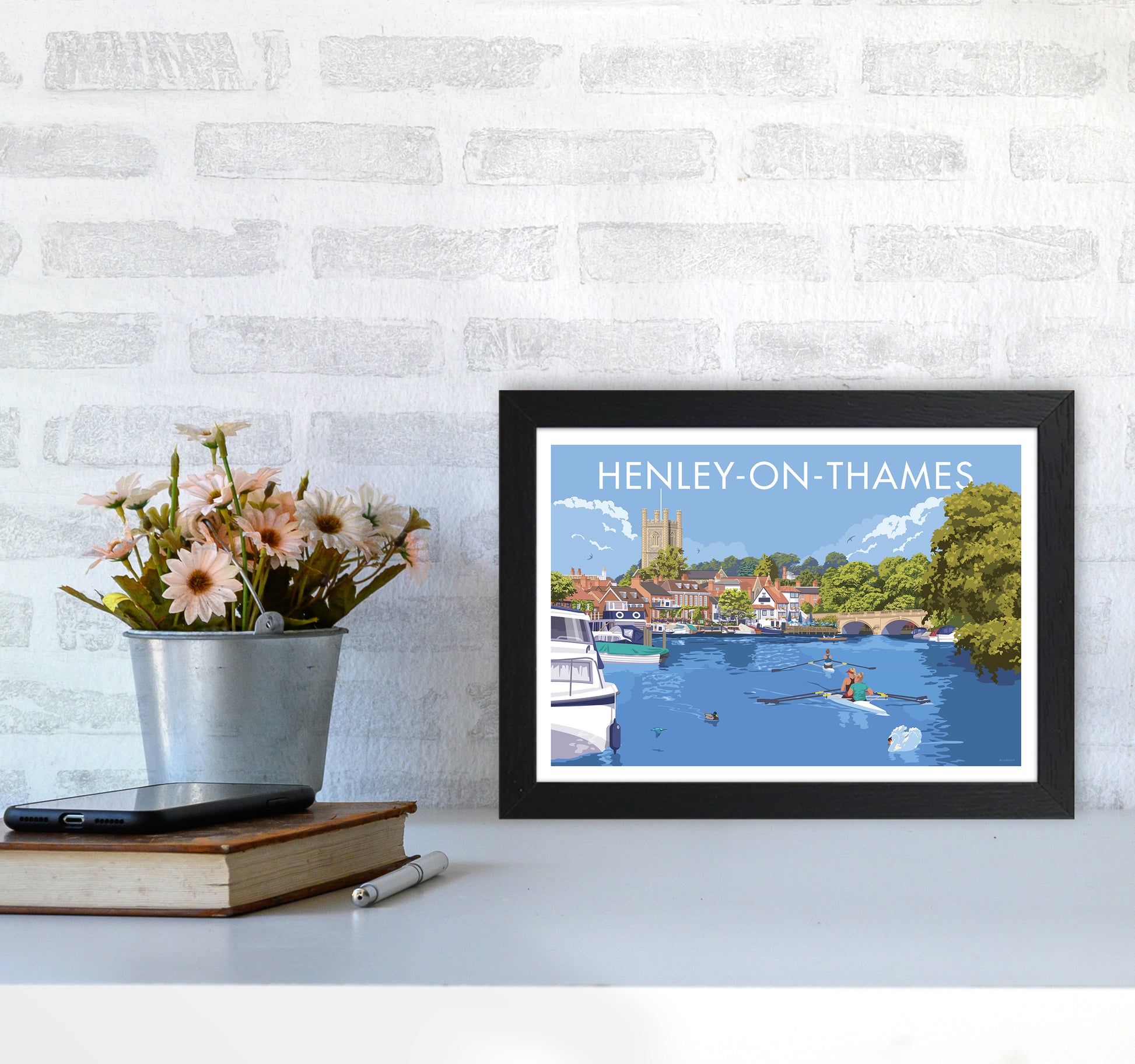 Henley On Thames Travel Art Print By Stephen Millership A4 White Frame