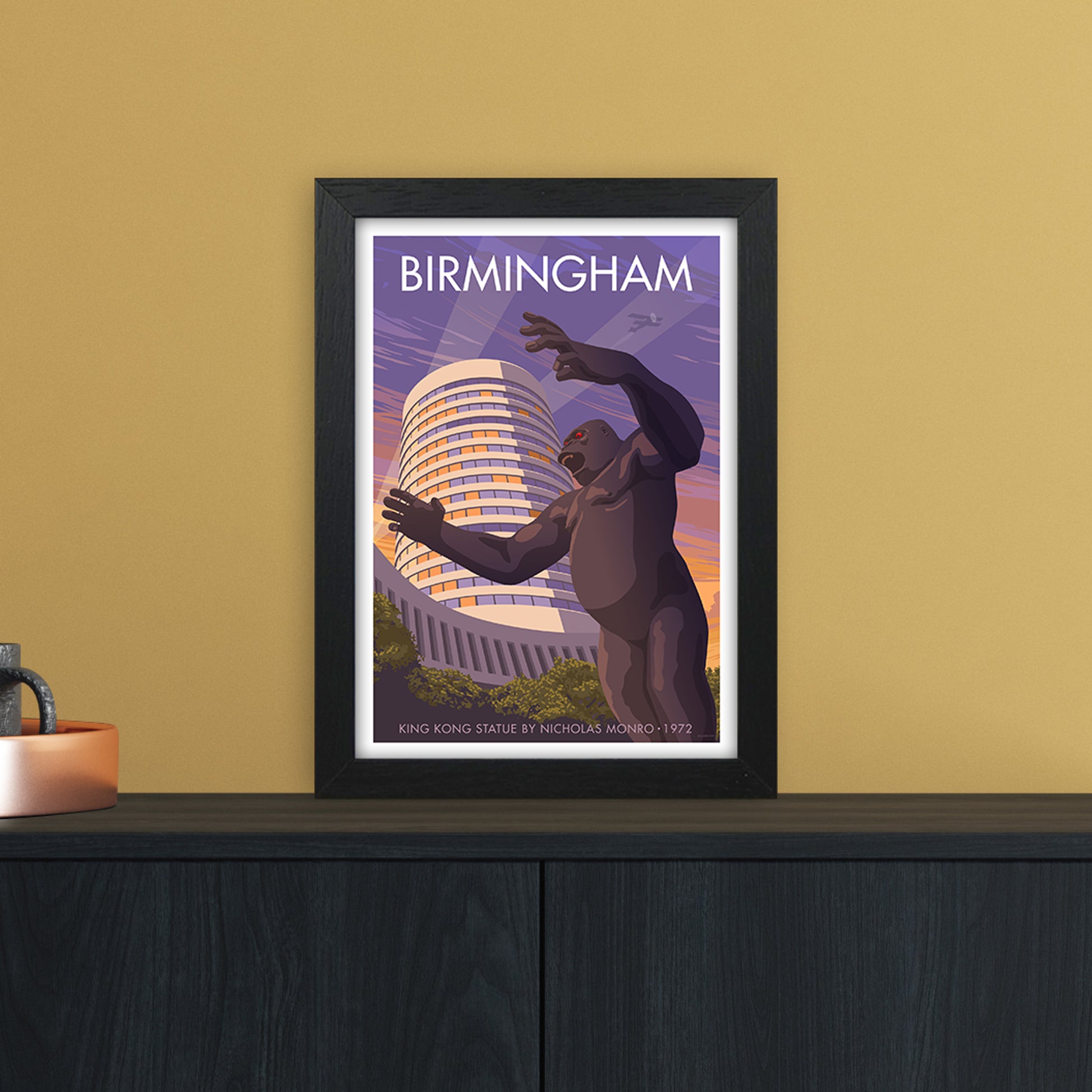 Birmingham King Kong Art Print by Stephen Millership A4 White Frame