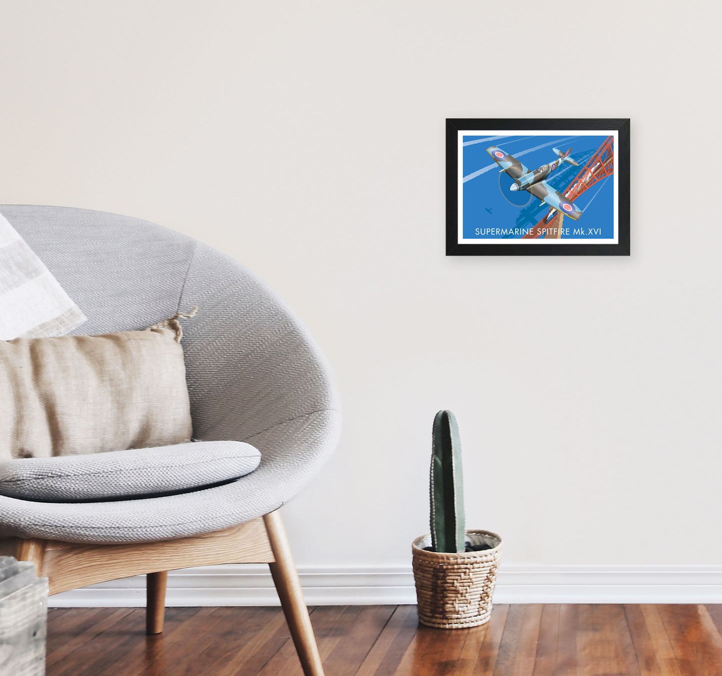 Spitfire XVI by Stephen Millership A4 White Frame