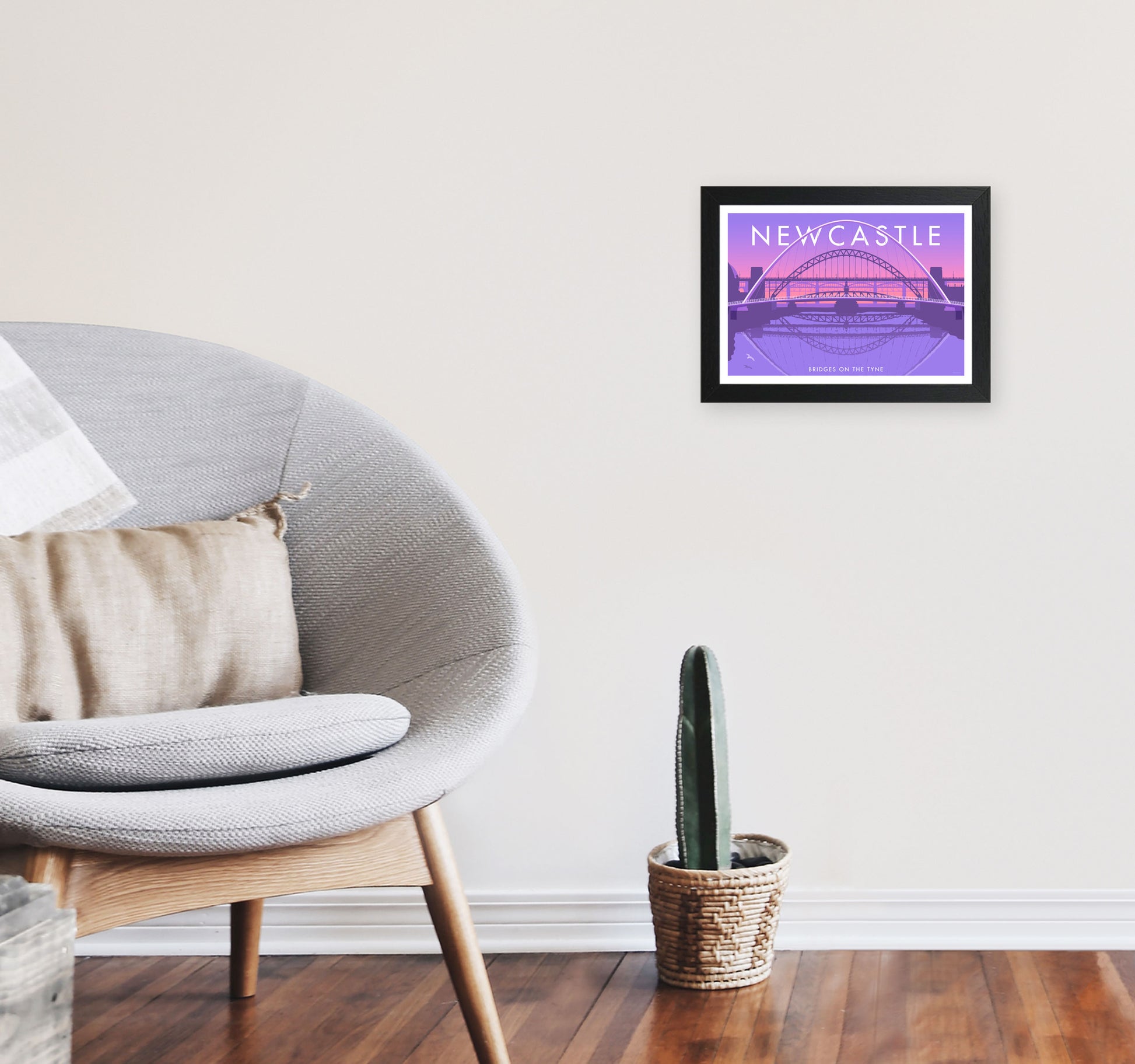 Bridges On The Tyne Newcastle Art Print by Stephen Millership A4 White Frame