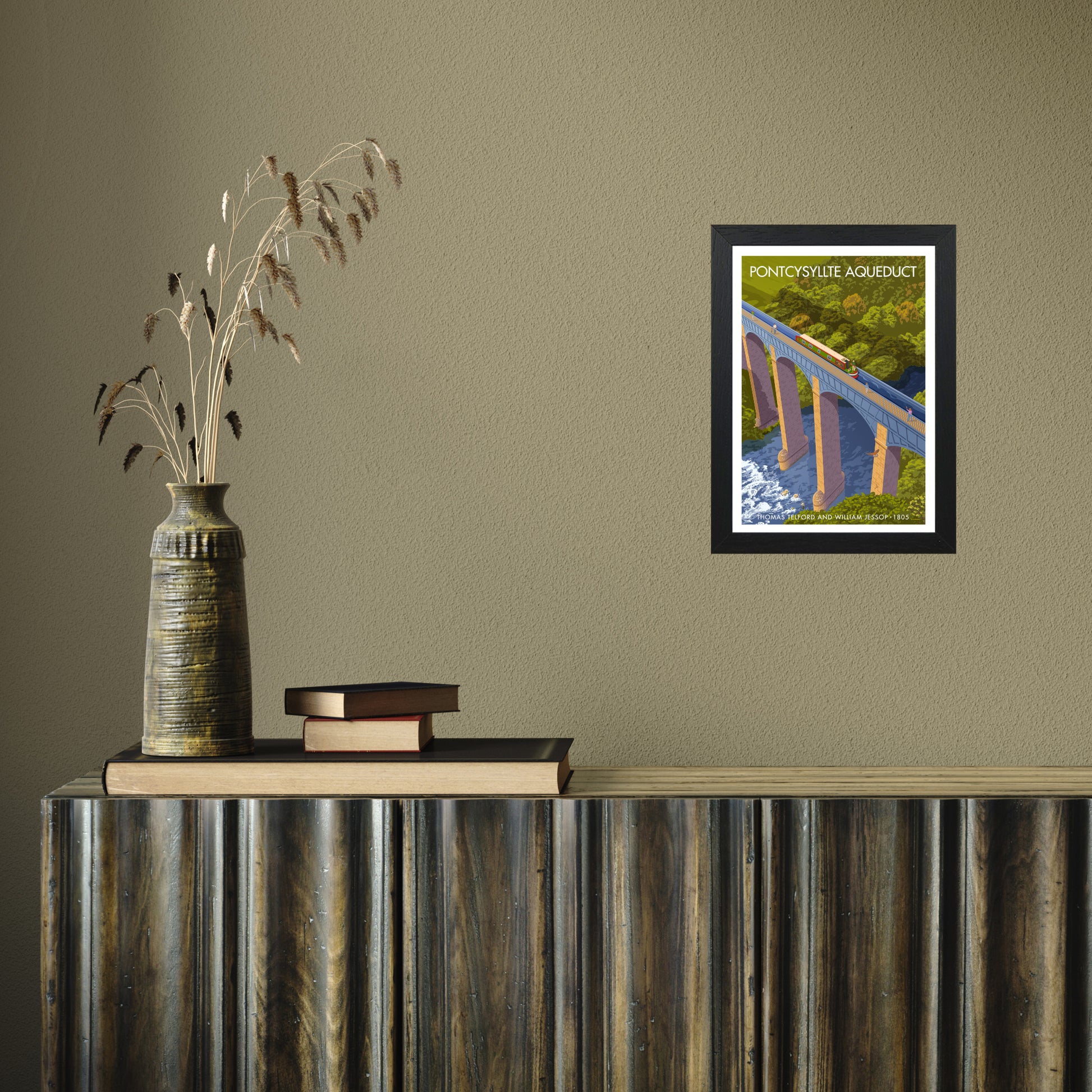 WALES PONTCYSYLLTE AQUEDUCT A3 by Stephen Millership A4 Black Frame