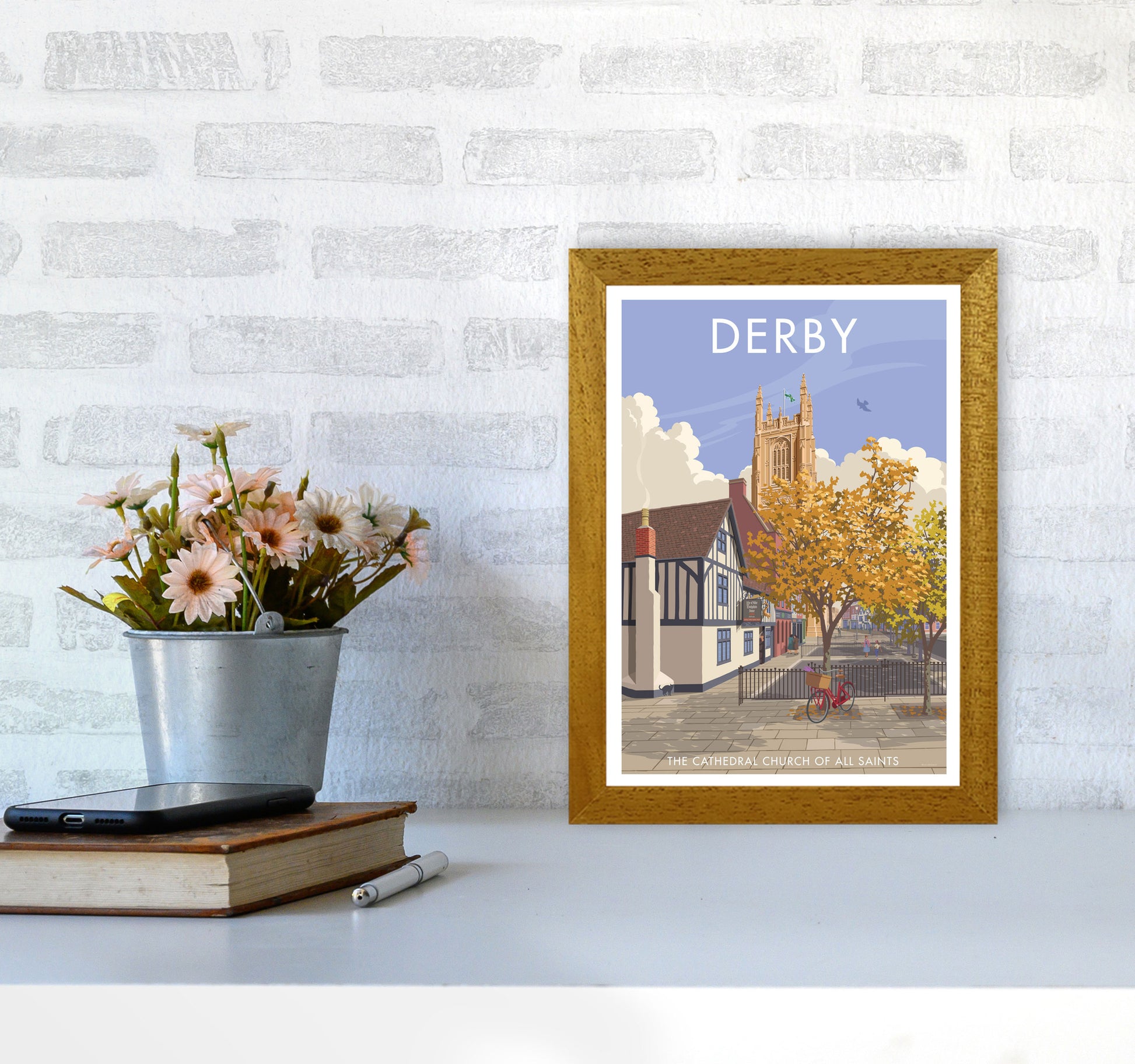 Derby Travel Art Print by Stephen Millership A4 Print Only