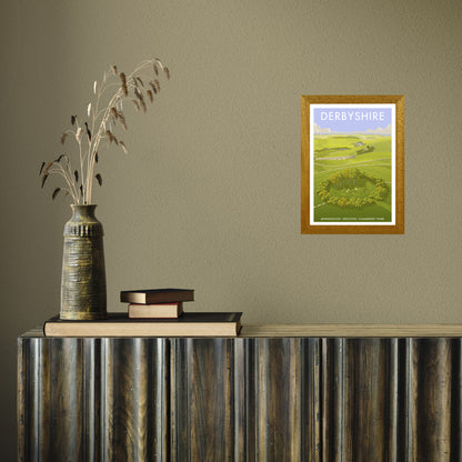 DERBYSHIRE MINNINGLOW A3 by Stephen Millership A4 Oak Frame