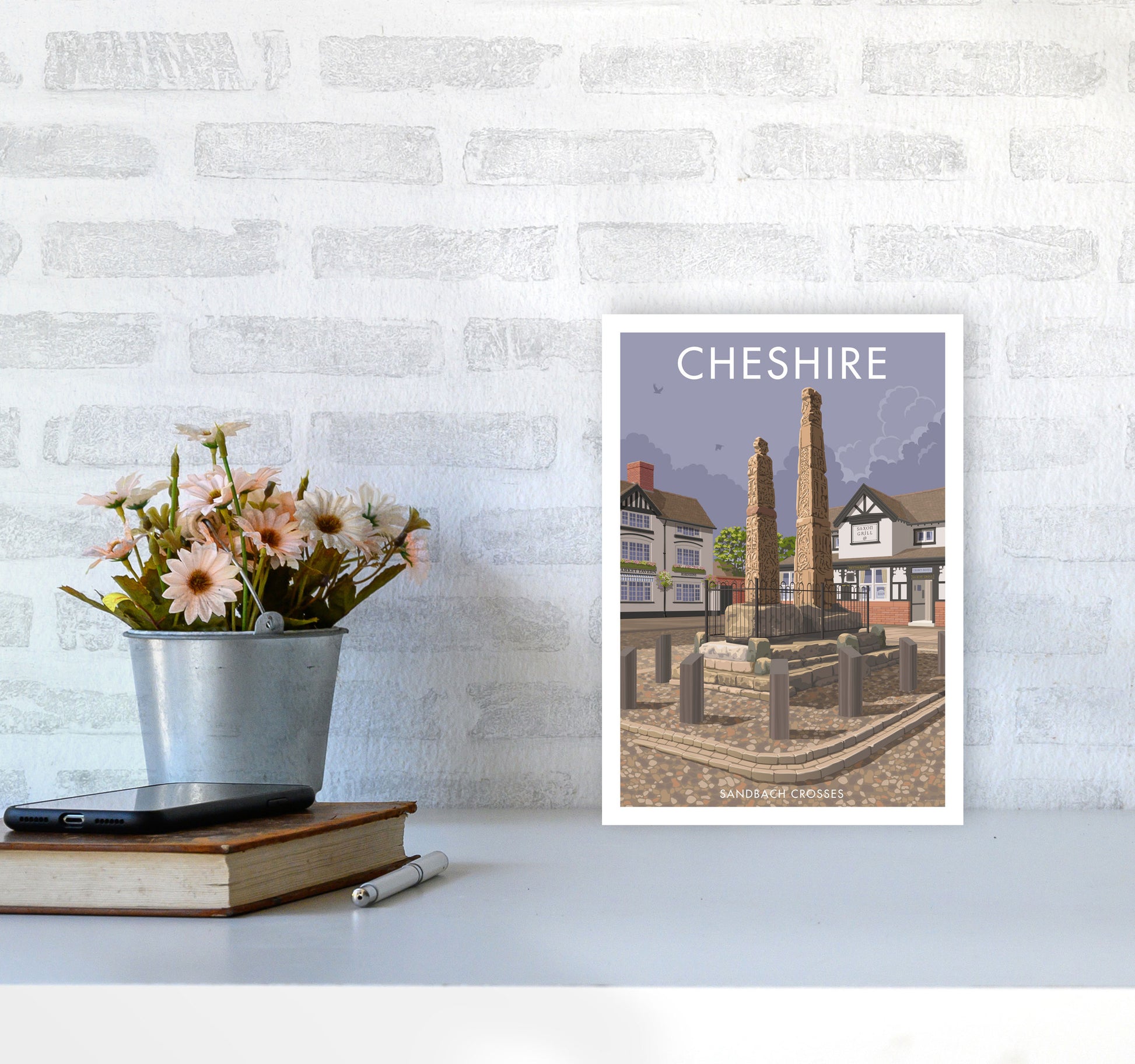 Cheshire Sandbach Travel Art Print by Stephen Millership A4 Black Frame