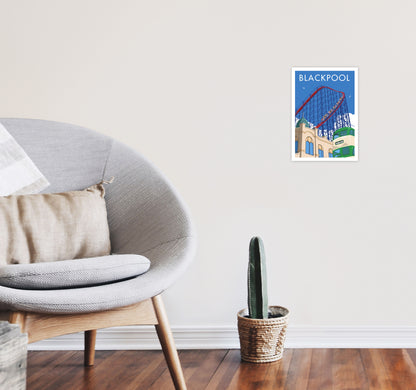 Blackpool by Stephen Millership A4 Black Frame