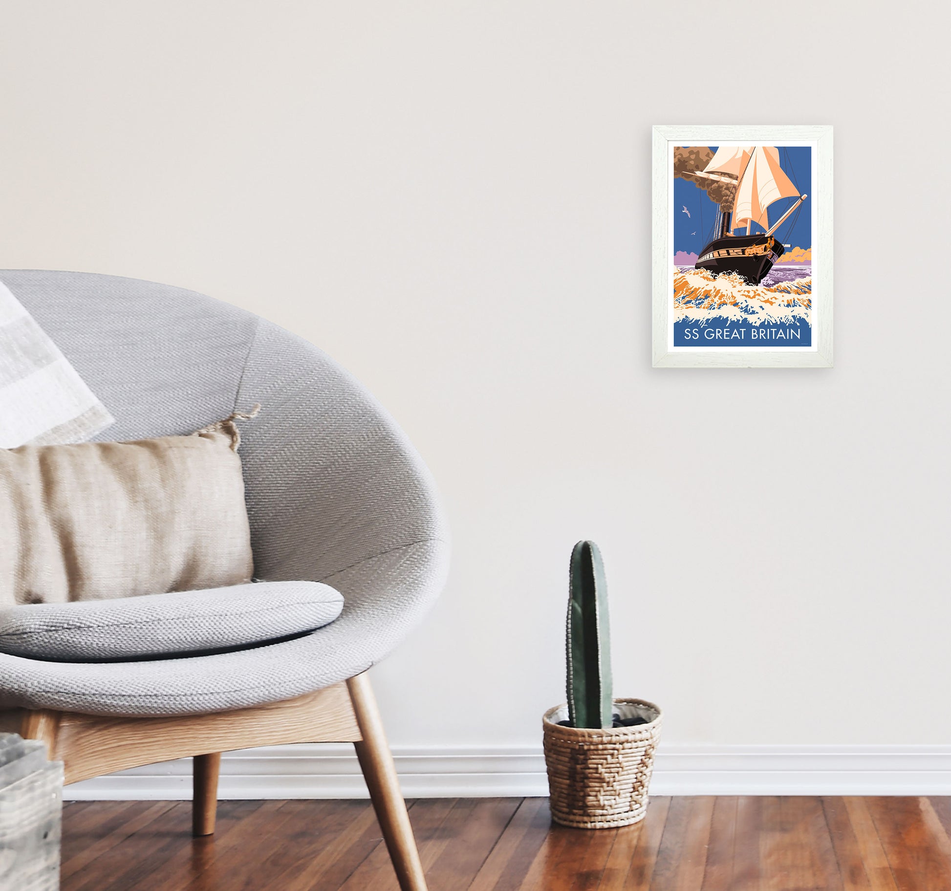 SS Great Britain Art Print by Stephen Millership A4 Oak Frame