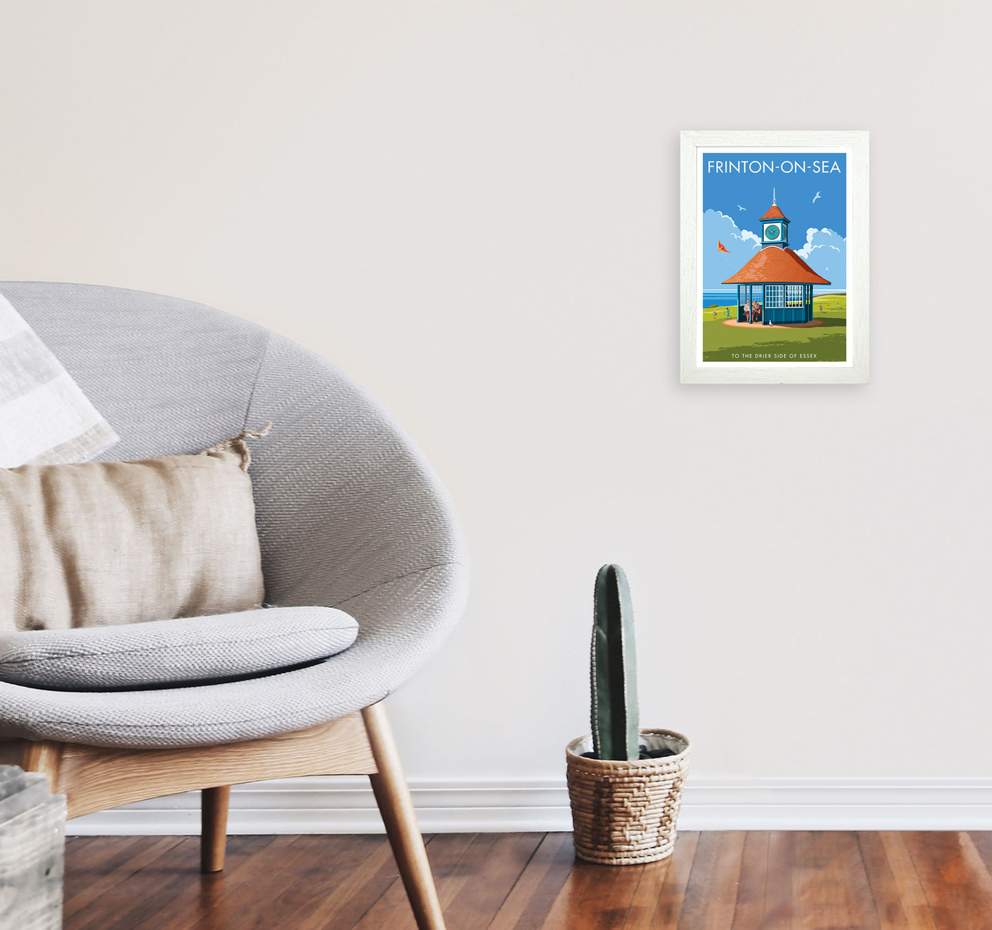 Frinton-On-Sea Art Print by Stephen Millership A4 Oak Frame