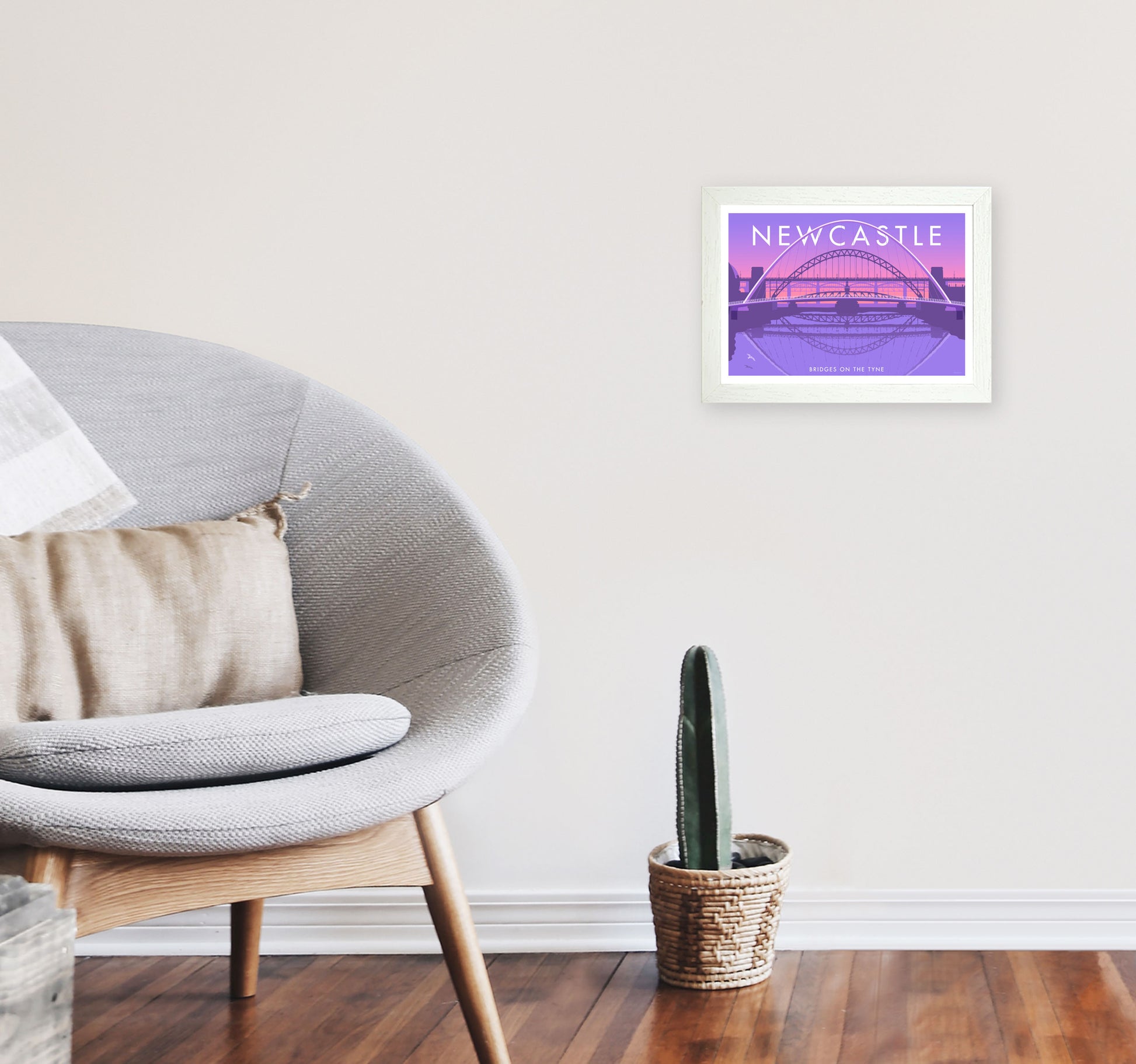 Bridges On The Tyne Newcastle Art Print by Stephen Millership A4 Oak Frame