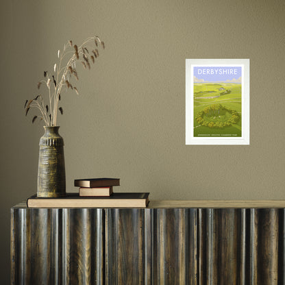 DERBYSHIRE MINNINGLOW A3 by Stephen Millership A4 White Frame