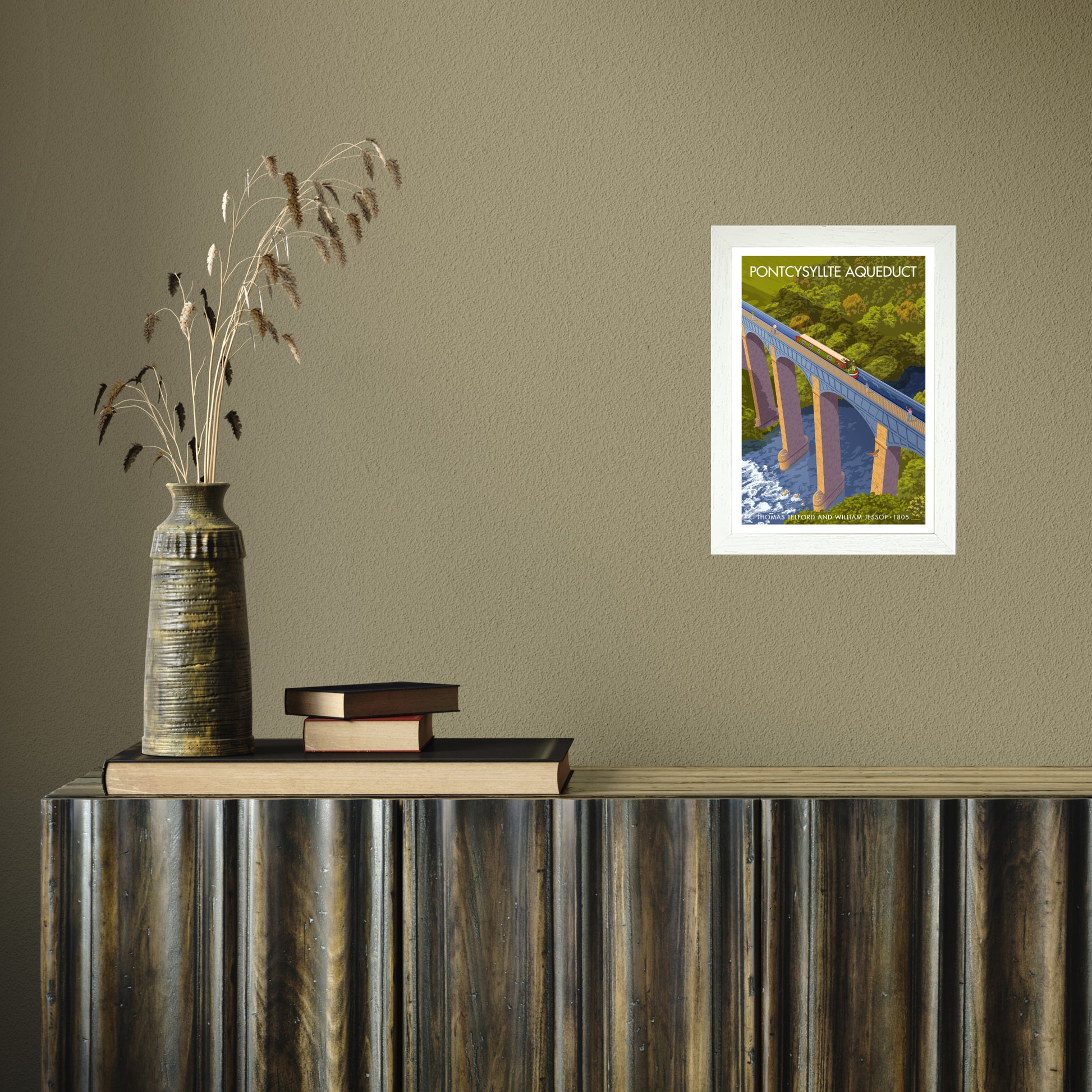 WALES PONTCYSYLLTE AQUEDUCT A3 by Stephen Millership A4 White Frame