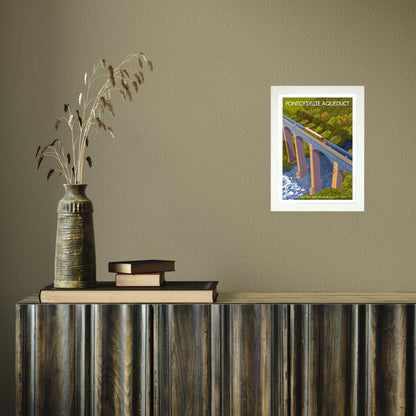 WALES PONTCYSYLLTE AQUEDUCT A3 by Stephen Millership A4 White Frame