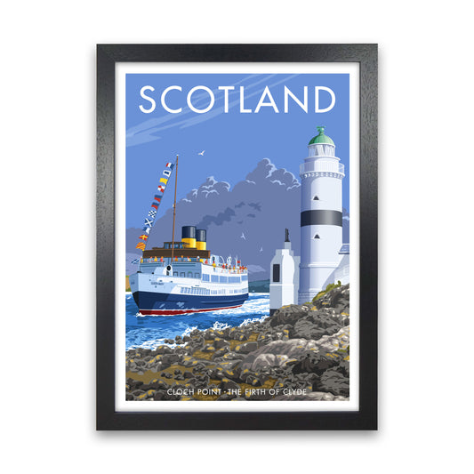 Cloch Point Scotland Framed Digital Art Print by Stephen Millership Black Grain