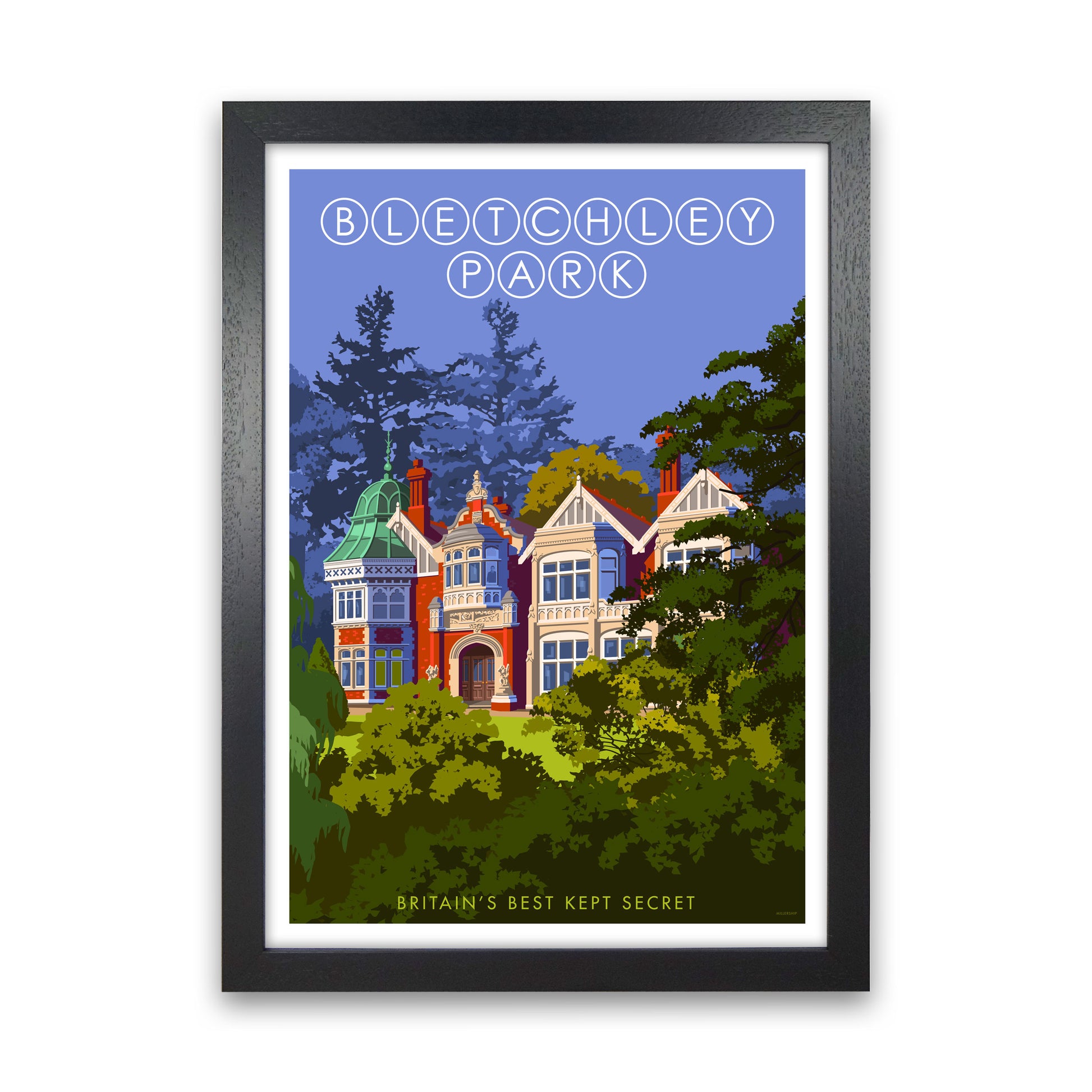 Bletchley Park Art Print by Stephen Millership Black Grain