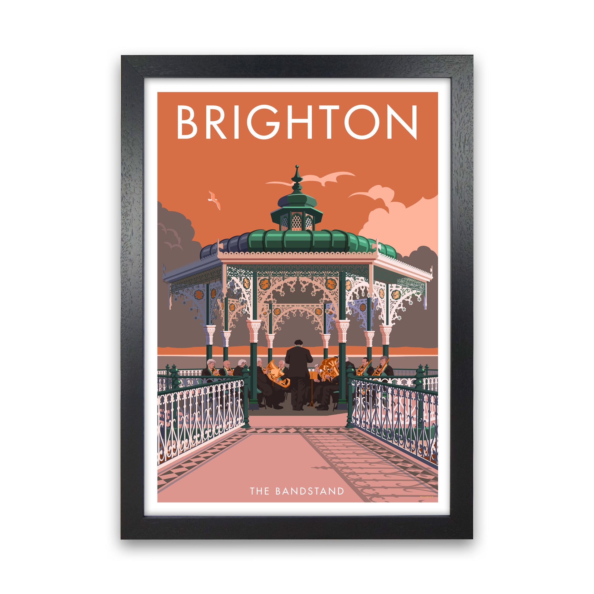 Brighton Bandstand Framed Wall Art Print by Stephen Millership, Art Poster Black Grain