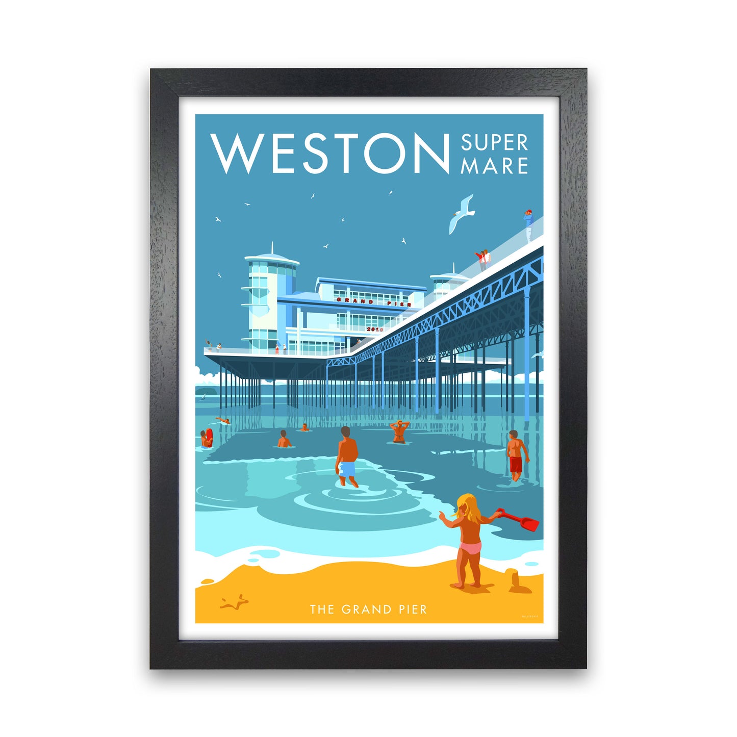 Weston-super-mare Art Print by Stephen Millership Black Grain