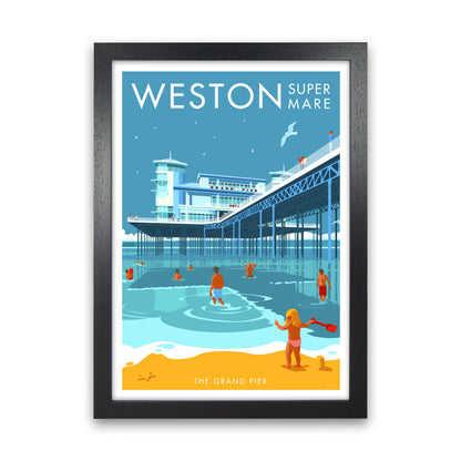 Weston-super-mare Art Print by Stephen Millership Black Grain