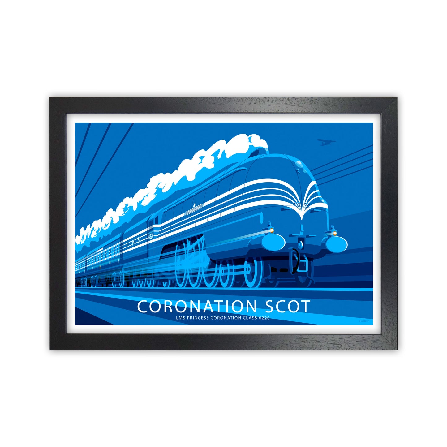 LMS Princess Coronation Scot Art Print by Stephen Millership, Transport Poster Black Grain