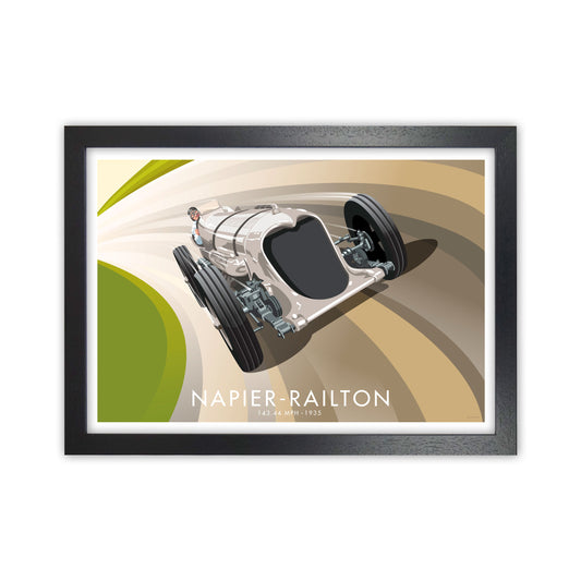 The Napier-Railton Art Print by Stephen Millership, Framed Transport Print Black Grain