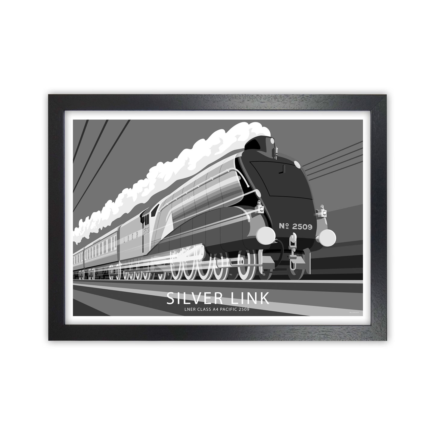 The Silver Link Art Print by Stephen Millership, Framed Transport Poster Black Grain