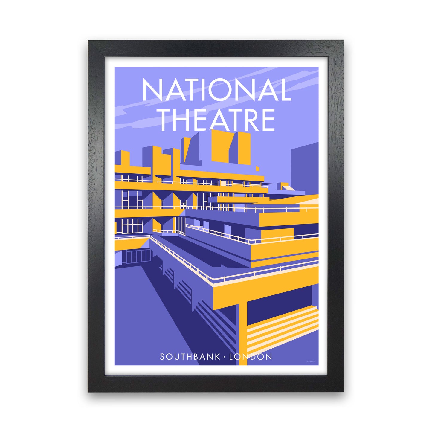 London National Theatre Framed Digital Art Print by Stephen Millership Black Grain