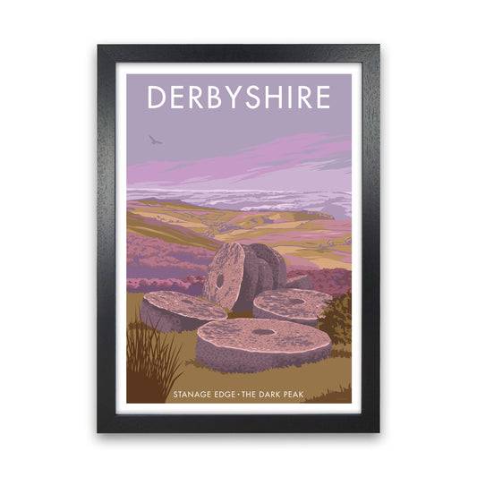 Stanage Edge Derbyshire Travel Art Print by Stephen Millership Black Grain