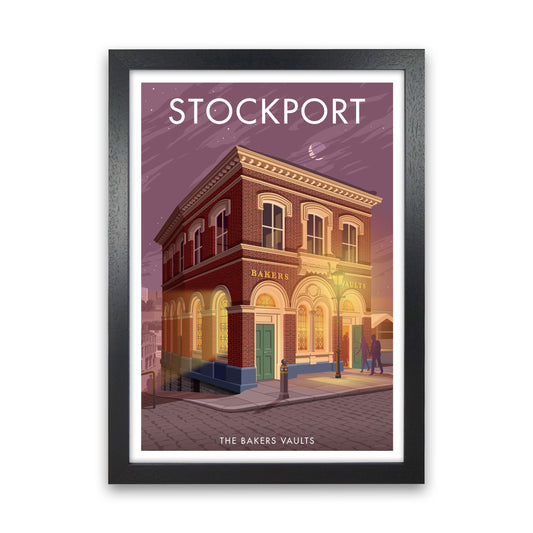 Baker's Vaults Stockport Travel Art Print by Stephen Millership Black Grain