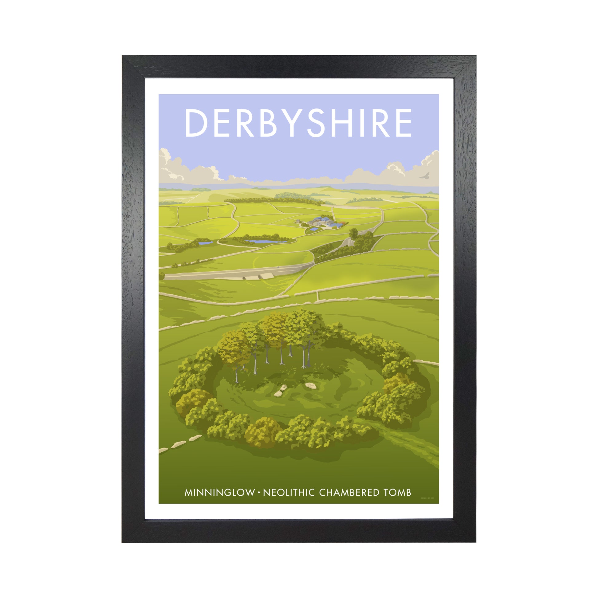 DERBYSHIRE MINNINGLOW A3 by Stephen Millership Black Grain