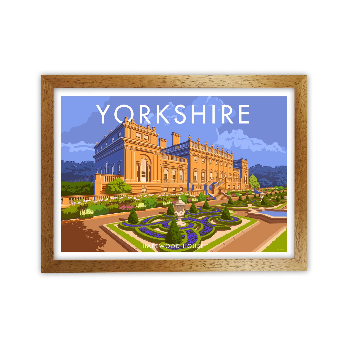 Yorkshire Landscape Art Print Vintage Travel Poster by Stephen Millership Oak Grain