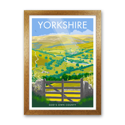 Yorkshire (God's Own County) Art Print Travel Poster by Stephen Millership Oak Grain