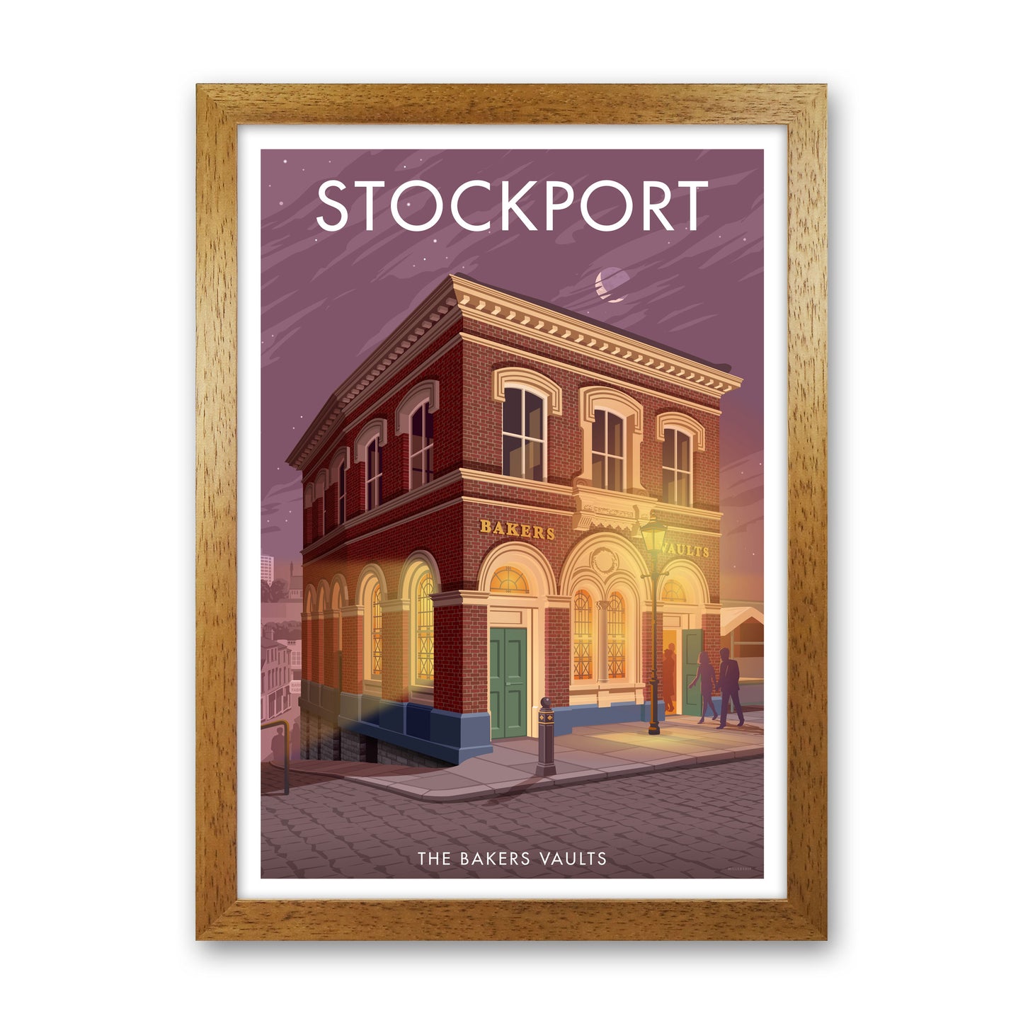 Baker's Vaults Stockport Travel Art Print by Stephen Millership Oak Grain