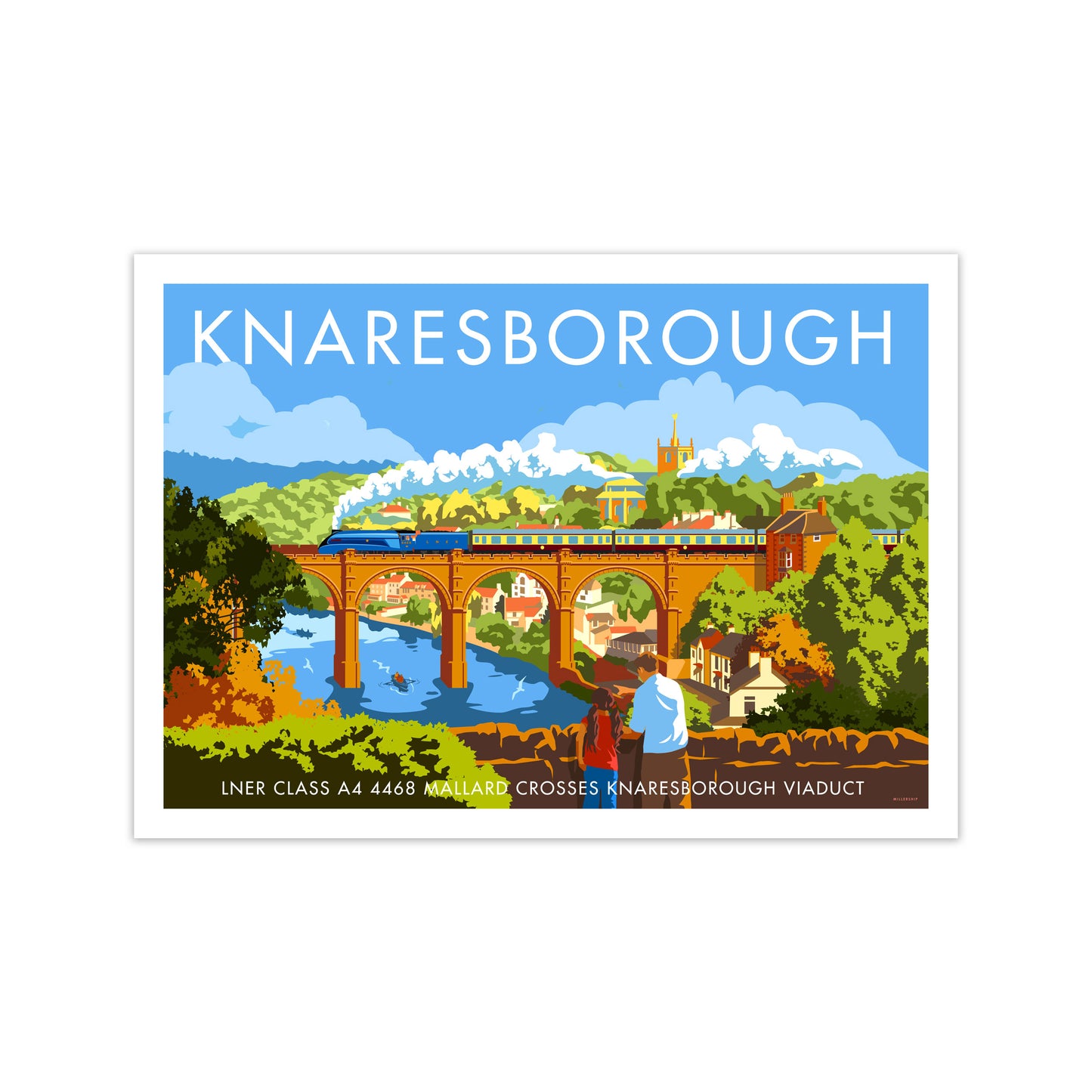 Knaresborough by Stephen Millership Yorkshire Art Print, Vintage Travel Poster