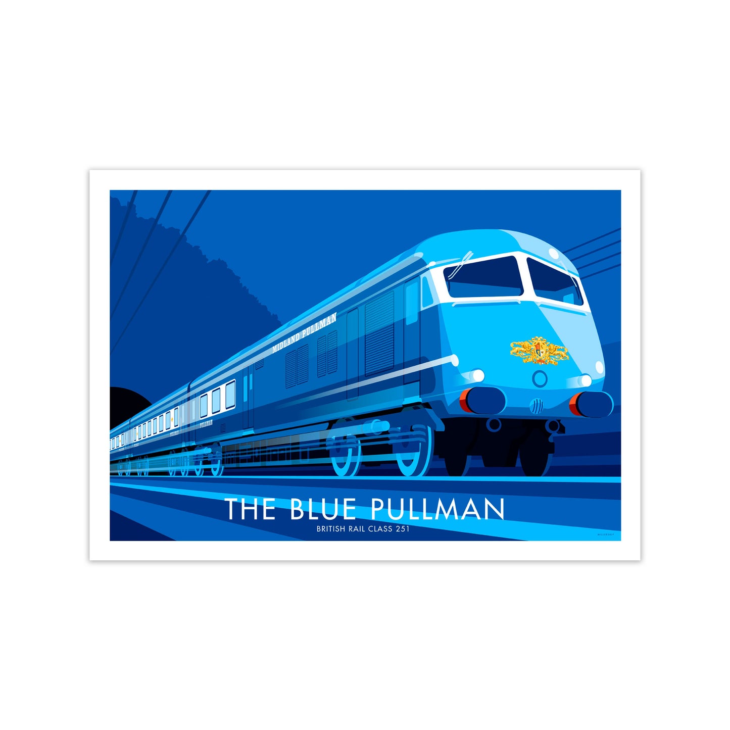 The Blue Pullman Art Print by Stephen Millership, Framed Transport Poster